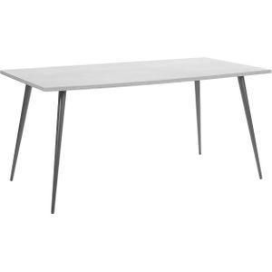 Eettafel cement effect tafelblad zwart metaal poten rechthoekig 160 x 80 cm voor 6 personen modern glamour stijl