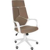 Bureaustoel wit/bruin polyester zitvlak in hoogte verstelbaar 360° draaibaar verstelbare rugleuning