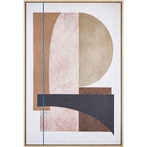 Canvas art print meerkleurig 93 x 63 cm abstracte vormen geometrisch MDF frame eclectisch modern woonkamer hal