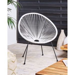Moderne stoel rond wit wicker stalen frame woonkamer buiten Acapulco
