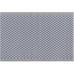 Buitenkleed blauw/wit polypropyleen zigzag patroon 60 x 90 cm