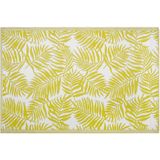 Buitenkleed geel/wit polypropyleen bladprint 120 x 180 cm
