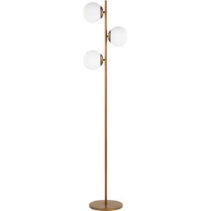 Staande lamp Goud metaal 153 cm 3-lamps Kappen van glas in bolvorm Snoer met schakelaar Modern design