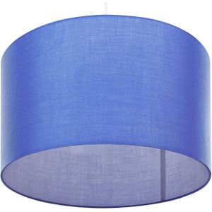 Hanglamp blauw stoffen trommel schaduw plafond 1-lichts