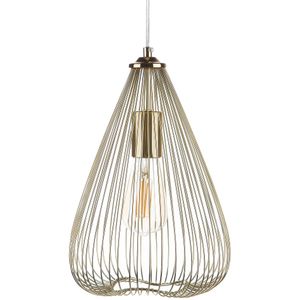 Hanglamp gouden draad geometrische kooi metalen kap industrieel ontwerp