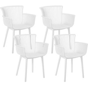 Set of 4 Dining Chairs Wit Plastic Indoor Outdoor Garden with Armrests Minimalistic Style