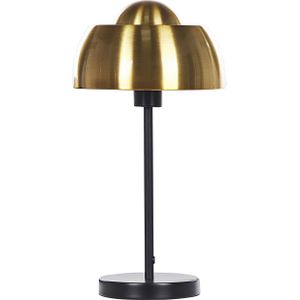 Tafellamp leeslamp goud zwart metaal ronde basis ronde lampenkap industrieel ontwerp