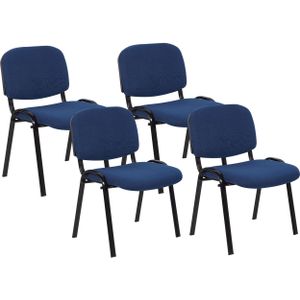 Set van 4 stoelen blauw stapelbaar polyester stalen poten vergaderstoelen modern hedendaags eetkamerstoelen