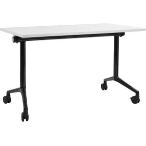 Opvouwbaar bureau wit en zwart metalen frame MFC tafelblad 120 x 60 cm opvouwbare draagbare mobiele tafel met wielen modern ontwerp