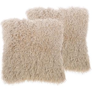 CIDE - Sierkussen set van 2 - Beige - 45 X 45 cm - Polyester