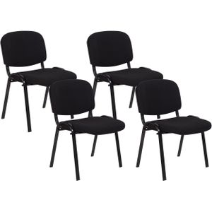 Set van 4 stoelen zwart stapelbaar polyester stalen poten vergaderstoelen modern hedendaags eetkamerstoelen