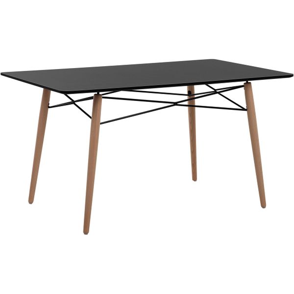 Woood triomf eettafel 210x77x75 - mat zwart tafelblad - zwart metalen poten  - meubels outlet | | beslist.nl