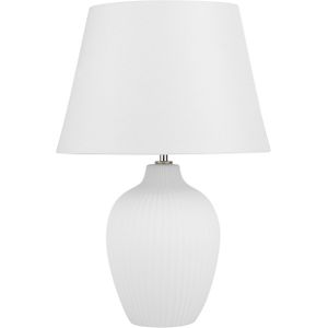 Tafellamp wit keramiek 52 cm lampenkap nachtlamp woonkamer slaapkamer verlichting retro stijl