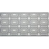 Buitenkleed donkergrijs/wit polypropyleen geometrisch patroon omkeerbaar 90 x 180 cm