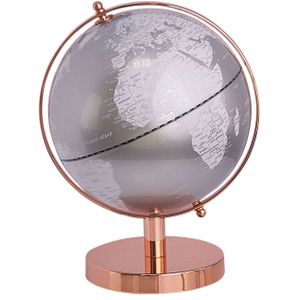 Decoratieve wereldbol zilver roze synthetisch materiaal metaal 20 cm ⌀ rond modern