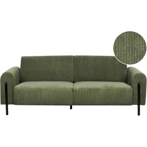 Bank groen stof metalen poten 3-zitsbank corduroy klassieke sofa verstelbare rugleuning woonkamer moderne stijl