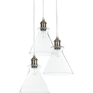 Hanglamp transparant glas messing metaal industriële plafondlamp met 3 lampen woonkamer