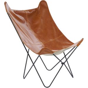 Fauteuil Bruin Polyester Kunstleer Metalen Haarspeldpoten Vlinder Accent Stoel Traditionele Retro Woonkamer Slaapkamer