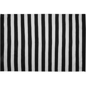 Buitenkleed zwart/wit polyethyleen 160 x 230 cm gestreept modern