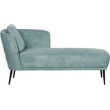 Chaise longue linkszijdige lounge bank blauw stof met kussen retro stijl woonkamer meubel