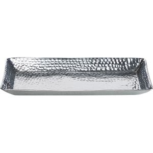 Decoratieve schaal zilver aluminium 34 x 17 cm rechthoekige sieradenschaal decoratieve dienblad cadeau-idee moderne tafeldecoratie accessoires decoratie