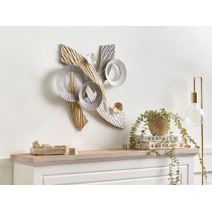 Metalen wanddecoratie stuk glamour modern handgemaakt 55 x 54 cm wall art goud Fenit