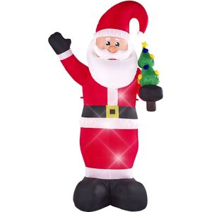 Opblaasbare buitendecoratie rood kerstman 160 cm figuur met LED-verlichting