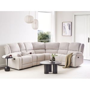 Hoekbank - Beige - Stof - Modern - Elektrisch Verstelbaar met USB-poort