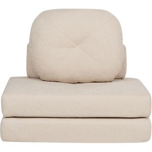 Slaapbank fauteuil beige stof bed bank gestoffeerd 1-zits uitvouwbaar bed met kussen modern ontwerp