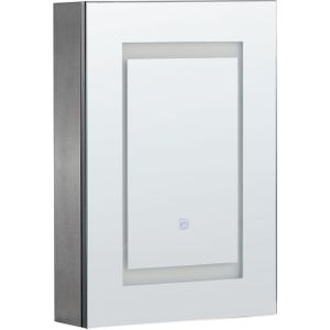 Spiegelkast zwart glas multiplex MDF met LED-verlichting 40 x 60 cm modern badkamer