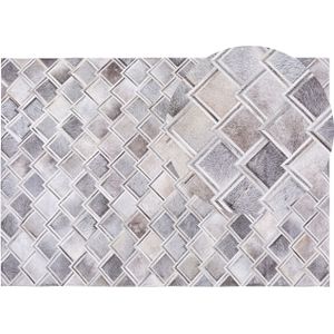 AGACLI - Laagpolig vloerkleed - Grijs - 160 x 230 cm - Koeienhuid leer