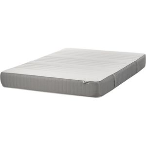 Memory foam traagschuim matras wit met grijs stof polyester tweepersoons 140 x 200 cm afneembare hoes