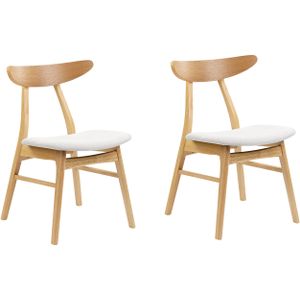 Set van 2 eetkamer stoelen lichtgrijze kunstleer zitting lichthout frame rustiek ontwerp retro