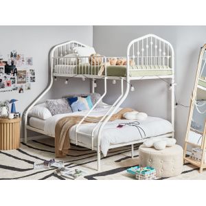 Stapelbed voor kinderen 90/140 x 200 cm slaapkamer hoogslaper ijzeren frame wit Chamonix