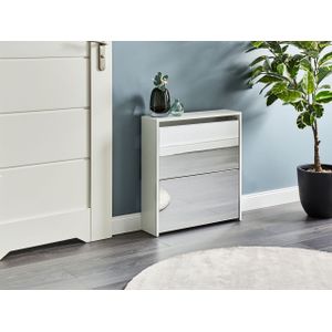 Schoenenkast 2 vakken MDF frame spiegel voorkant wit Midfield