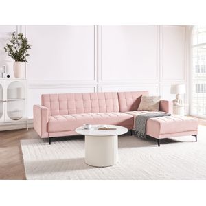 Hoekbank - Roze - Fluweel - L-vormig