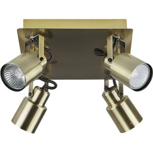 Staal Brons Plafondlamp 4 Lichten Spot Type Vierkant Frame Buis Schaduw en Draaibare Staven Moderne Stijl