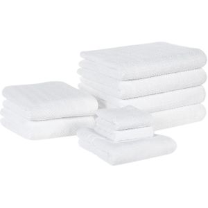 Set van 9 handdoeken Witte badstof Katoen Chevron Patroon Textuur Badhanddoeken Gastendoekjes Handdoeken Badmat