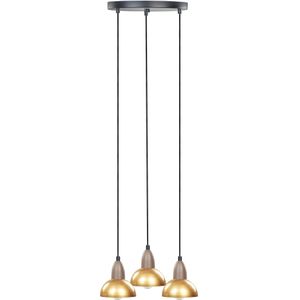 Hanglamp messing metalen basis 3 lichtpunten woonaccessoires verlichting woonkamer eetkamer