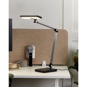 Moderne LED-bureaulamp van metaal met draadloze oplader dimmer werkkamer zwart Lacerta