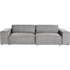 Tweezitsbank modulaire bank grijs sofa gestoffeerd polyester stof zwarte poten modern woonkamer