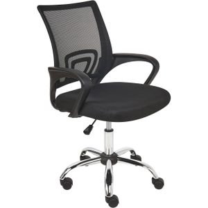 Bureaustoel zwart stof polyester computerstoel verstelbare zitting achteroverleunende rugleuning