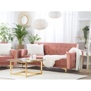 Moderne 3-zits bank slaapbank stof achteroververstelbaar geknoopt Roze Aberdeen
