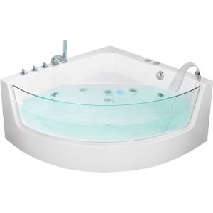 Whirlpool hoekbad wit sanitair acryl met LED-verlichting 4 massagejets moderne stijl