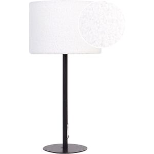 Tafellamp nachtkastje wit voet bouclé lampenkap metalen basis 40 cm moderne stijl woonkamer slaapkamer