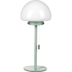 Tafellamp groen metalen basis lampenkap trekkoord minimalistische stijl kantoor bureaulamp