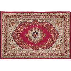KARAMAN - Laagpolig vloerkleed - Rood - 140 x 200 cm - Polyester