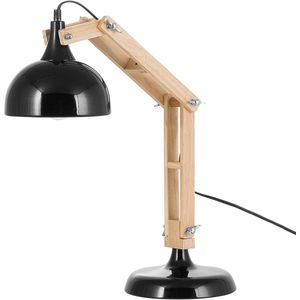 Bureaulamp lichthout zwart verstelbare arm metalen lampenkap tafellamp verlichting