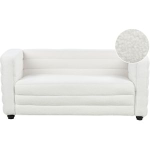 Bank off-white bouclé stof polyester bekleding zwarte poten 2-zits loveseat dik gevuld moderne stijl woonkamer meubels