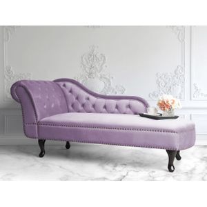 Chaise Lounge Vintage Stijl Linkszijdig Fluweel Chesterfield Violet Nimes